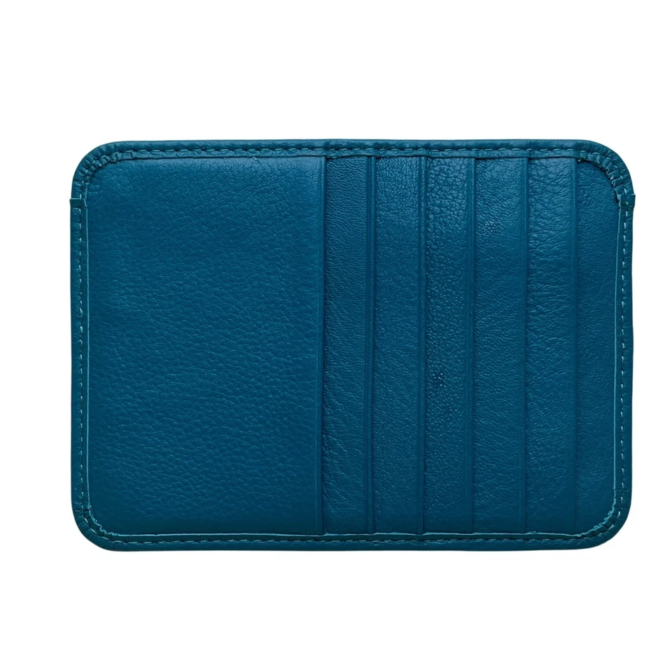 Portatarjetas billetera delgada RFID de cuero verde azulado Lodis para mujer con bolsillo con cremallera Foto 3 de 4