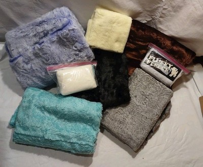 Lot of 8 Faux Fur Fabrics Multiple Colors and Textures