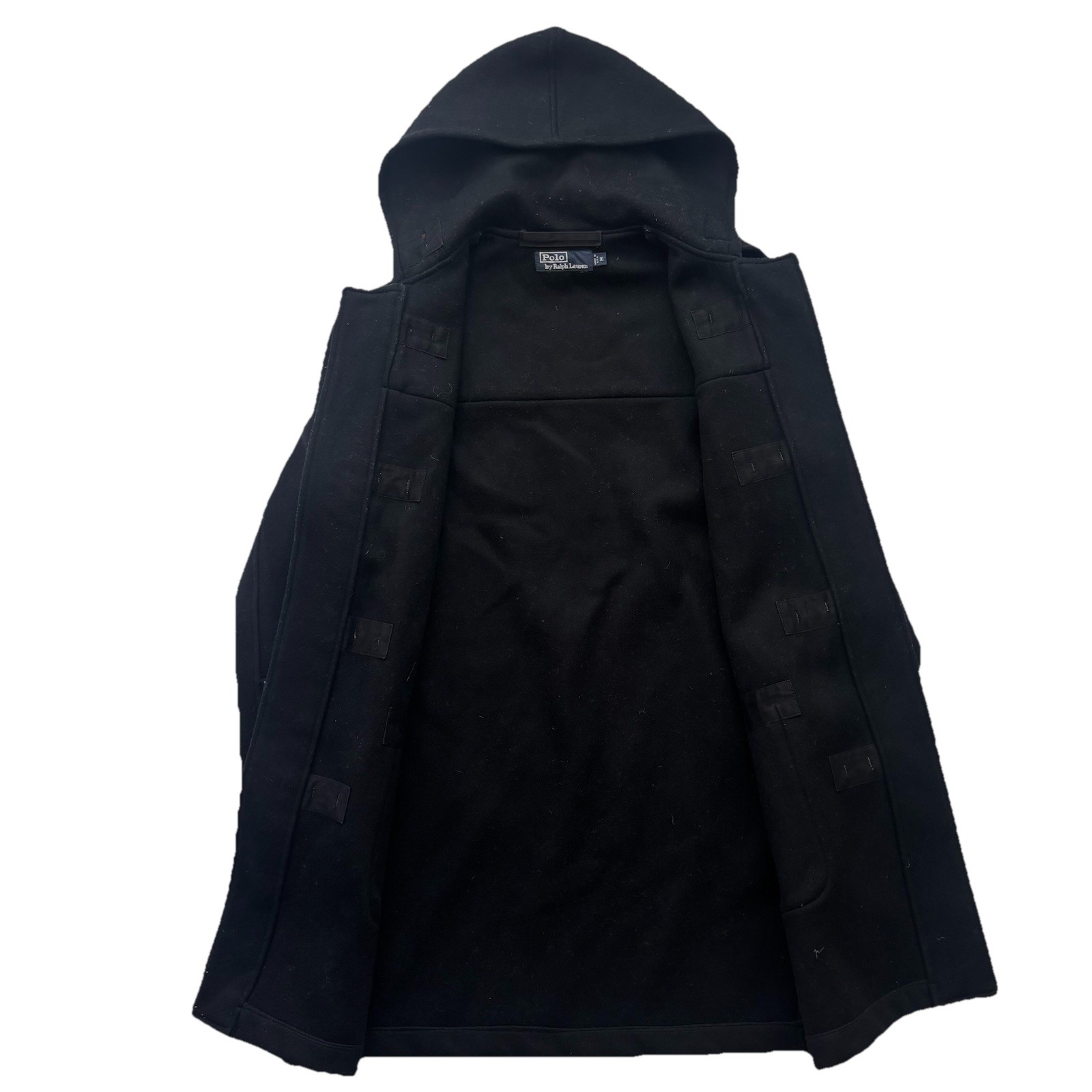 Polo Ralph Lauren Black Duffle Coat USA Wool Toggle Jacket M 80s image 5