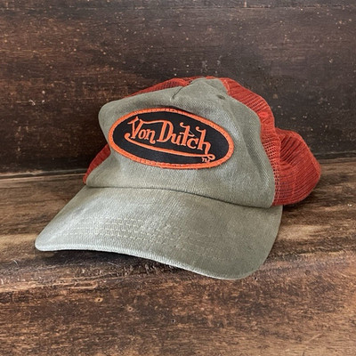 Von Dutch Green/Orange Solid Mesh Trucker Hat Cap Unisex One Size Made In USA