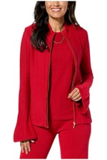 WynneCollection Women's Sweater Knit Jacket Lipstick Red