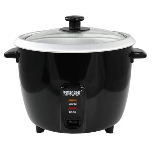 Better Chef 8 Cup Automatic Rice Cooker in Black W/Rice Paddle and Measuring Cup