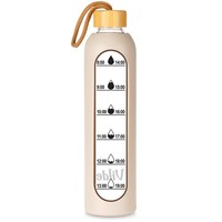 Trinkflasche Wasserflasche Glasflasche 1L Borosilikatglas Sport Motivation Vilde