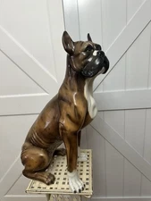 25" Life size Vintage Boxer Dog High Gloss Ceramic Statue Figure Italy