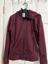 Adidas Climaheat Full Zip Hoodie Jacket Womens Small Burgundy Fleece Active XS