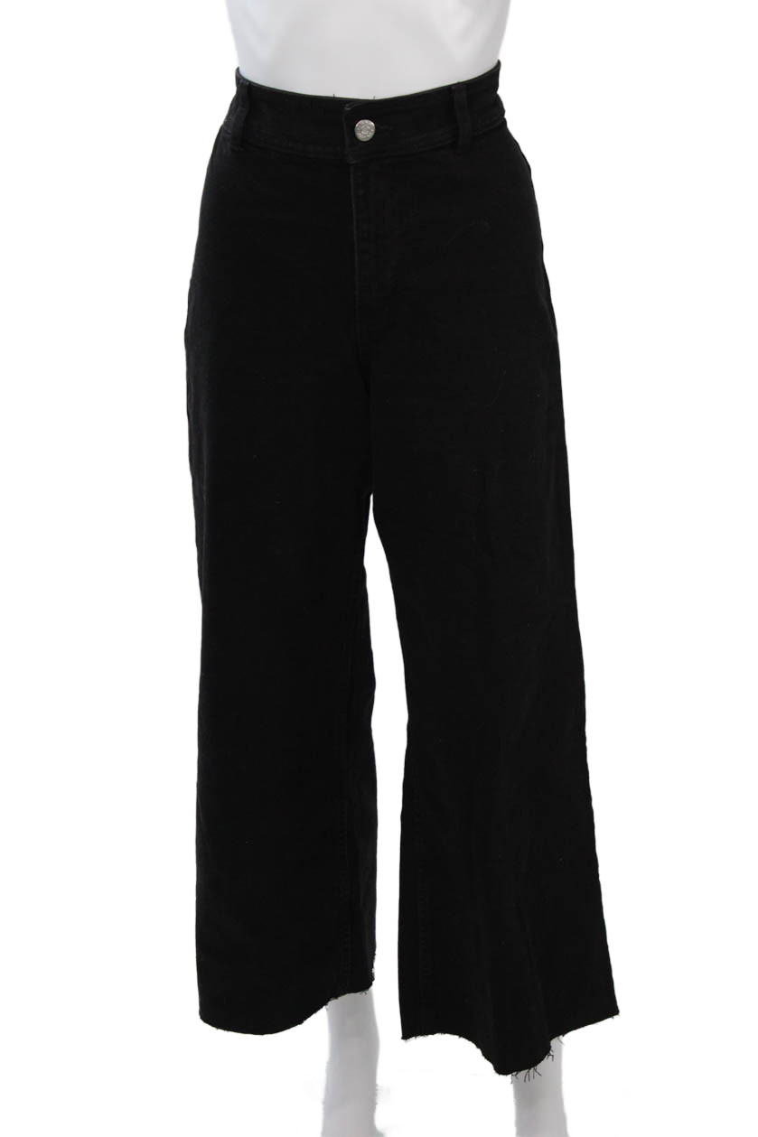 MNG Womens Cropped High Rise Black Cotton Pants Size 6Free Shipping in US $100+ Orders | $6.95 Orders Below