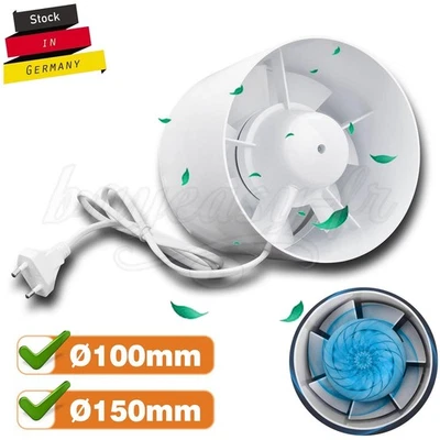 ISWEES Rohrventilator Abluft mit mit Rückstauklappe Badlüfter 100/150mm Ventilator 230V