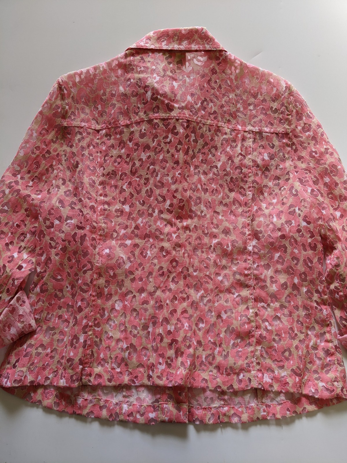 Ruby Rd Pink Leopard Print Blouse Jacket M Semi S… - image 12