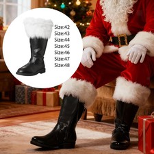 Christmas Santa Boots Glossy Black Non Slip Versatile Holiday Costume Footwear