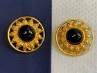 Vtg Fendi Clip-On Earrings Costume Jewelry Sunburst Onyx Look Stones *READ*