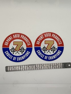 (2)  Vintage DU PONT  Auto Products  60's 70's Racing Decal Sticker NOS 4'' 91544