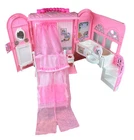 Vintage 1998 Barbie Bed and Bath Doll House Playset Fold Up Suitcase