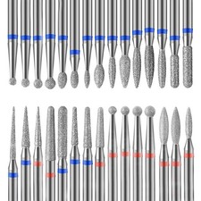 30-Piece Diamond Nail Drill Bit Set - Precision Carbide Bits for Salon Quality