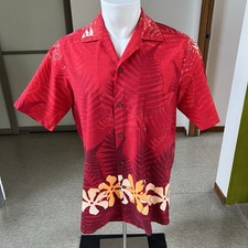 1950s Vintage Alfred Shaheen Plumeria Print Cotton Hawaiian Shirt L