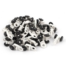 Black White Plastic Curtain Track Rail Rollers 13mm Diameter Wheel 40Pcs