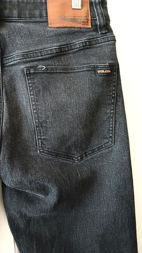 Volcom Solver Modern Straight Jeans Black Denim 90s Skate Surf Brand 32 x 30 - Picture 6 of 7