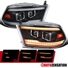 Black Fit 2009-2018 Ram 1500 2500 Amber Led Drl Projector Headlights Sequential