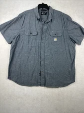 Carhartt Men’s Loose Fit Button Up Work Utility Shirt Blue Size 2XL.