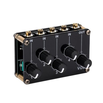 4-in-1-out Stereo Audio Mixer features a passive design No Power Required