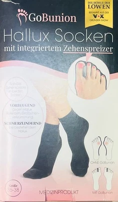 GOBUNION Hallux Socken Soft- Gel- Spreizer Schwarz Größe 35-38