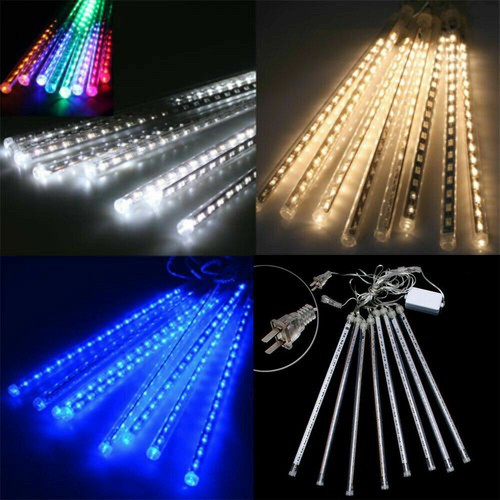 30cm 144 LED Lamp Meteor Shower Rain 8 Tube Xmas Snowfall Tree Outdoor Light SCA - Picture 3 of 16