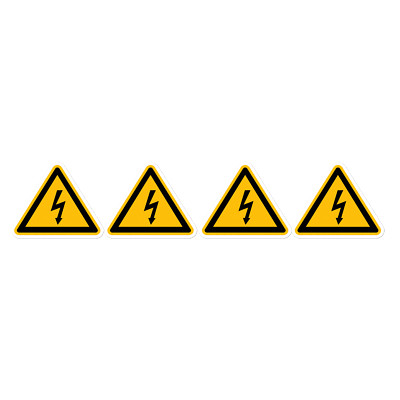 High Voltage Electrical Shock Hazard Warning Symbol Vinyl Decal Sticker 4 Pack
