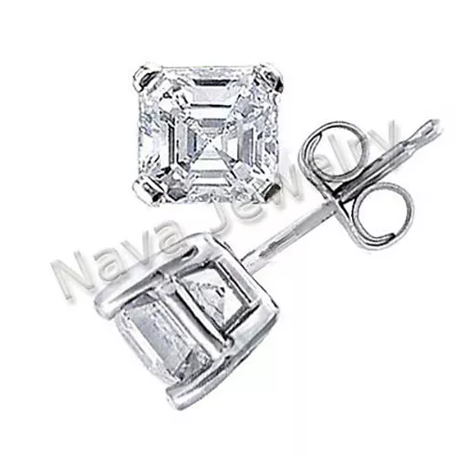 0.80 Ct. Asscher Cut Gorgeous Diamond Stud Earrings - Picture 1 of 2