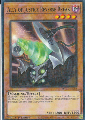 yugioh cards that reverse effect damage YUGIOH CARD ALLY OF JUSTICE REVERSE BREAK HAC1-EN152 1ST EDITION DUAL  TERMINAL