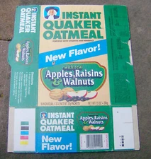 vintage 1980s INSTANT QUAKER OATMEAL box breakfast cereal OLD FOOD PACKAGING