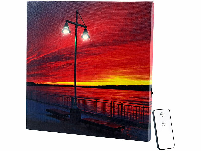 Toile LED imprimée Promenade sur le Rivage 30x30 tableau lumineux