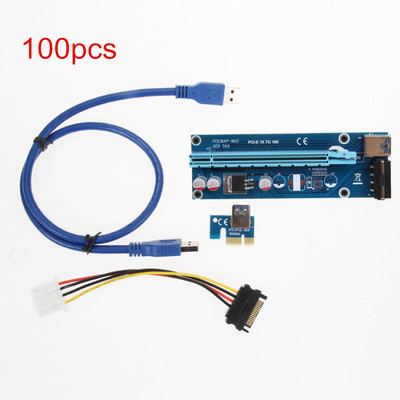 100pcs USB 3.0 PCI-E Express 1x To 16x Extender Riser Card Adapter Power Cable