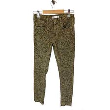 Zara Z1975 Denim Size 6 Women's Tab Brown Cheetah Print Logo Tag Denim Jeans