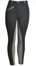 Astile Equine Women's Soft Stretchy Equestrian Jodhpurs, Size: W30 Black/Grey
