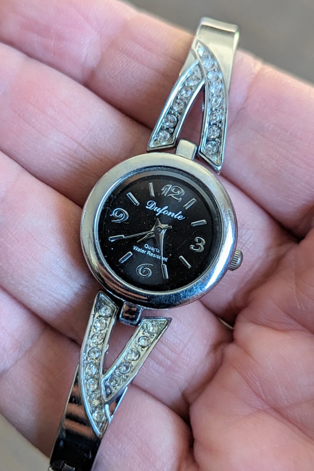 Vintage Dufonte silver tone rectangular quartz wa… - image 5