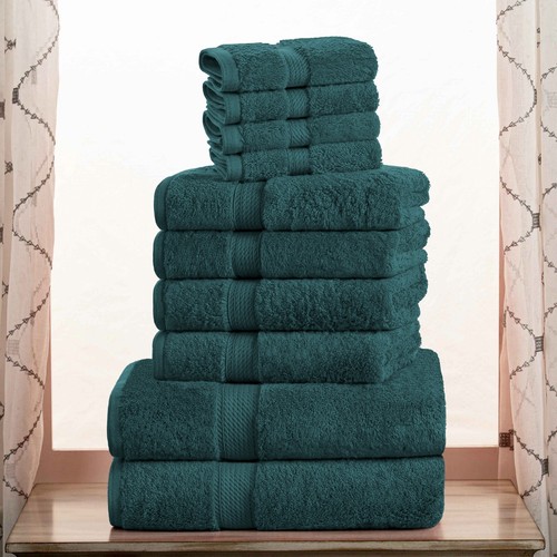 Egyptian Cotton Pile Plush Heavyweight Absorbent Luxury Soft 10-Piece Towel Set - Picture 158 of 188