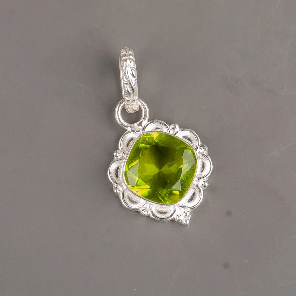 Ювелирный кулон из серебра 925 пробы с перидотом 1,50 дюйма в подарок на годовщину - Изображение 2 из 4