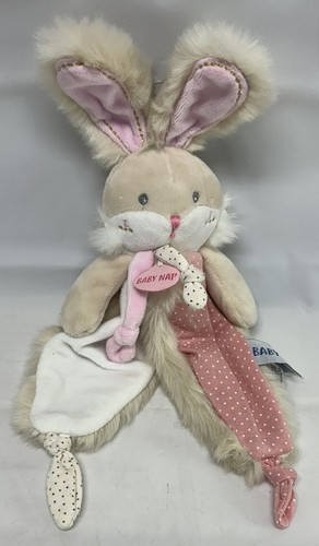 Baby Nat Bunny Rabbit Plush Lovey Toy Douou Lapin Papuche Pink Polka Dot Knotted