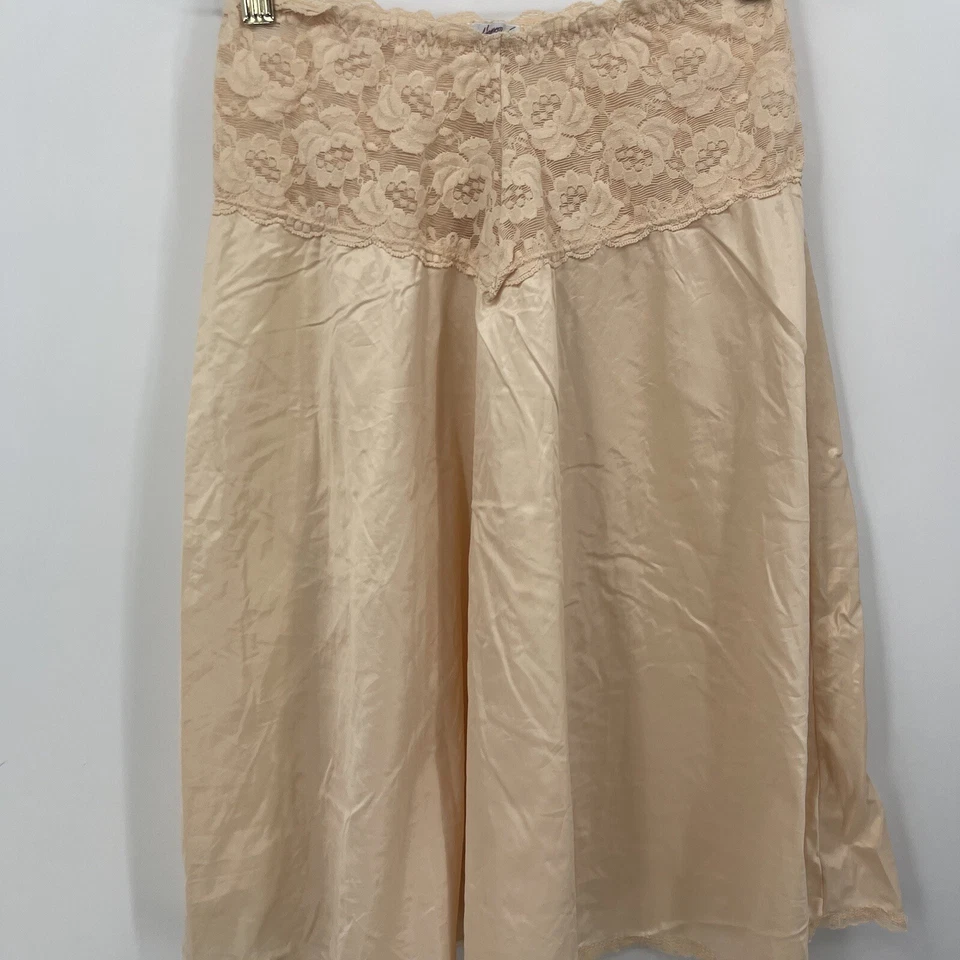 Vintage Henson Kickernick Slip Womens Small Ruffle Lace Antron Nylon Sissy Peach - Image 3 of 4