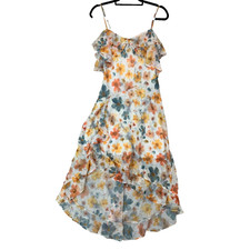 Anthropologie Floral Sleeveless Asymmetric Ruffled Midi Dress Size Small