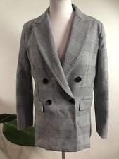 H M Black  White Houndstooth Striped Blazer Size 10