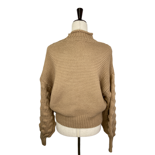 Forever 21 Women's Brown Textured Balloon Sleeve Sweater Size Medium A36 - Picture 2 of 4