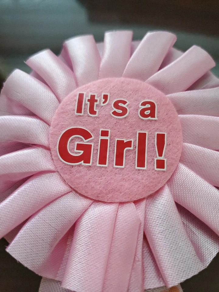 Pin Rosa It's a Girl" Cinta/Insignia Premio Baby Shower Fiesta Suministro Rosa Foto 4 de 4