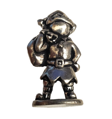 Uno Alla Volta Fine Pewter Pixie Christmas Elf Holiday Bag of Gifts Jester 1.25''