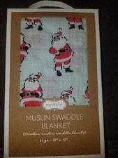 Santa Muslin Swaddle Blanket 100 Cotton 47x47 - Brand New