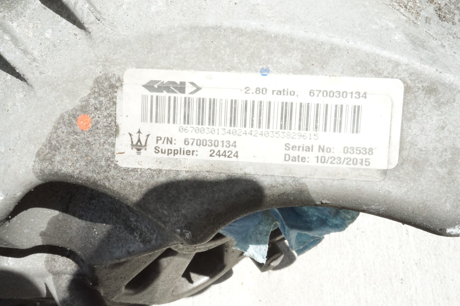 14-17 MASERATI QUATTROPORTE REAR DIFFERENTIAL CARRIER 2.80 RATIO  OEM