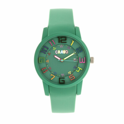 CRAYO Festival Teal Silicone Rainbow Number Watch, Unisex Crayo Gel Unisex Watch Teal Band Silver Case CRACR5102  main image 4