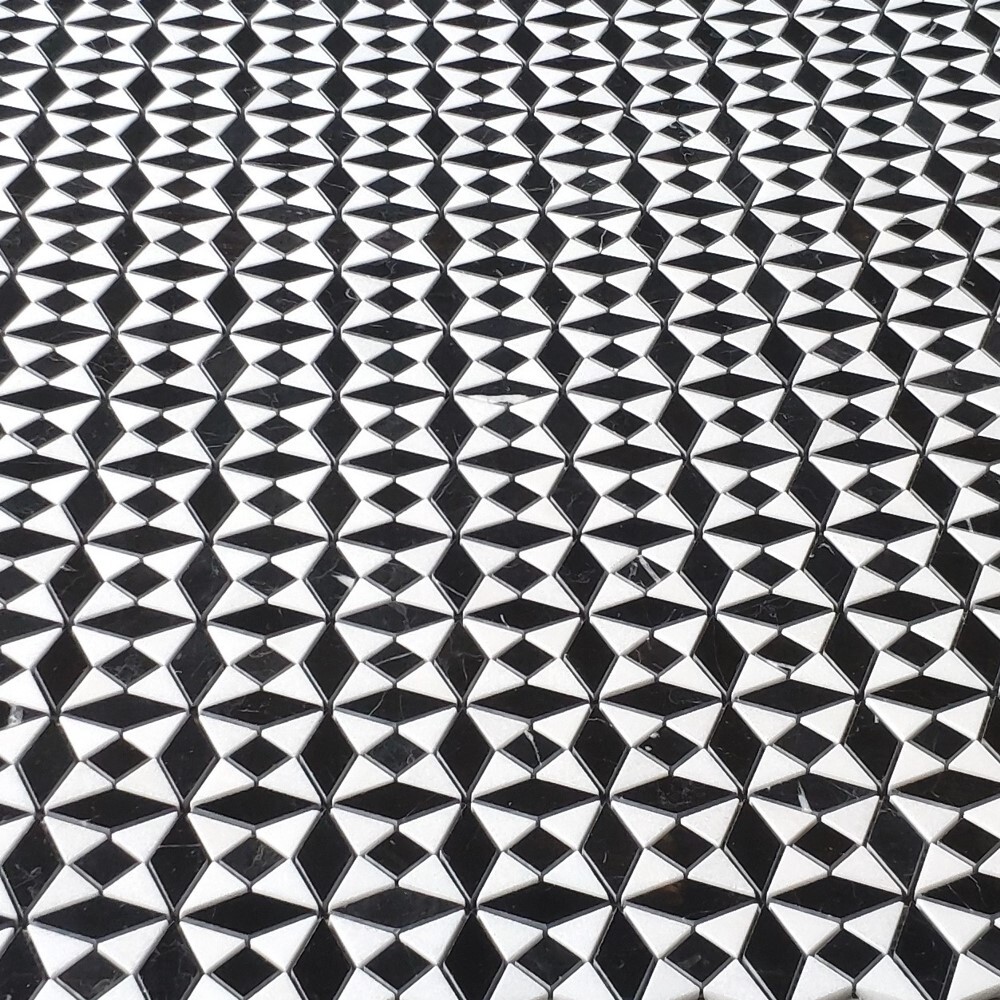 N875XP Nero Marquina Black Marble Kaleidoscope Diamond