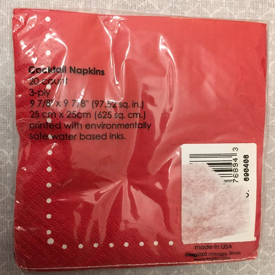 De colección TAG Navidad Cóctel Papel Servilletas Reno Copos de Nieve, 80 Ct. ¡NUEVO EN PAQUETE! Foto 3 de 4