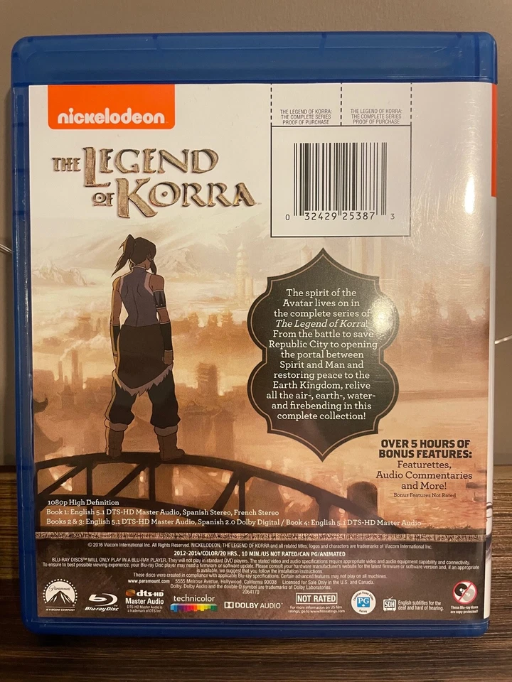 The Legend Of Korra Complete Series (8-Disc Blu-Ray Set, 2016) Like New - Image 2 of 4