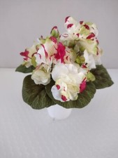 ARTIFICIAL 6" Miniature African Violet -GREEN/ BURGUNDY TIPS